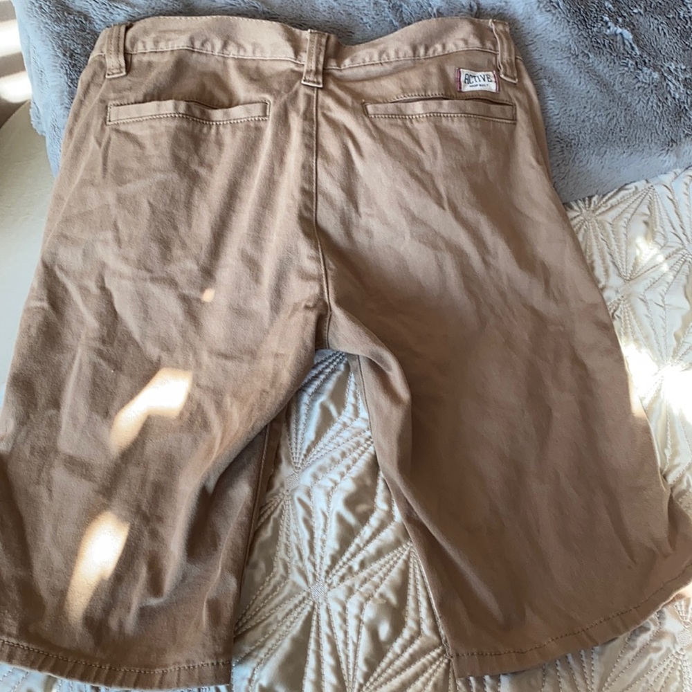 Active boys stretch chino tan shorts.